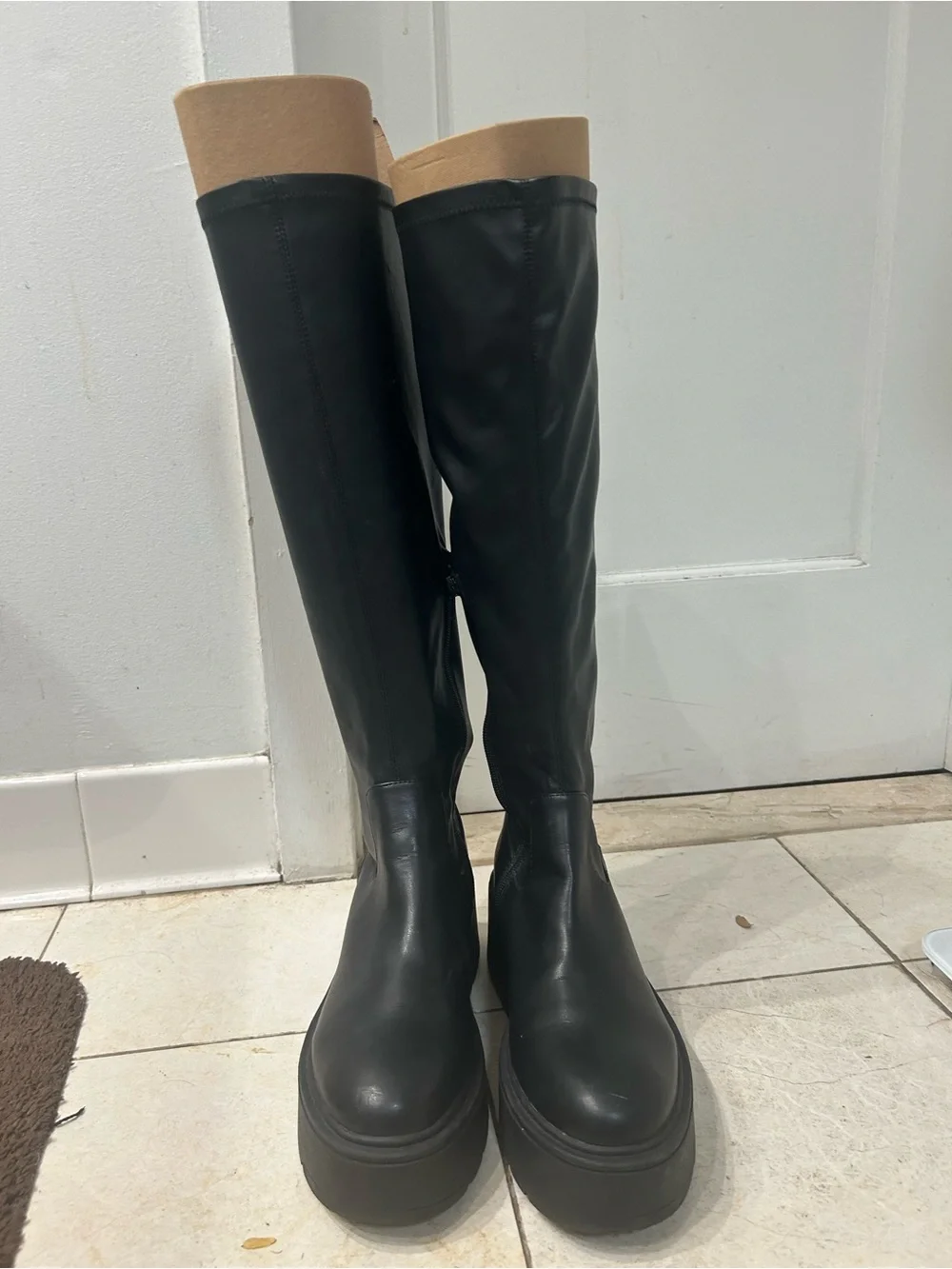 Steve Madden Black-Knee Platform Boots